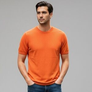 NWT Michael Kors Men’s Orange Linen Blend Knit Shirt